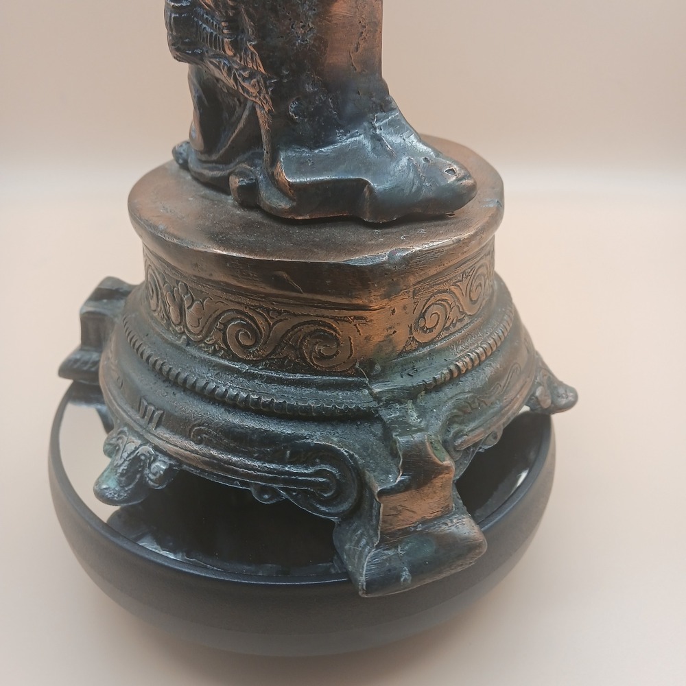 Double Sided Cast Metal Statue Mephistopheles Style Gothic Sculpture *patina - Picture 12 of 14